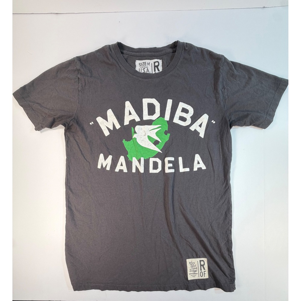 Roots of Fight Madiba Nelson Mandela Graphic T-Shirt Gray Mens Medium